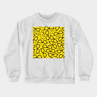 Glasses Pattern Yellow and Black Crewneck Sweatshirt